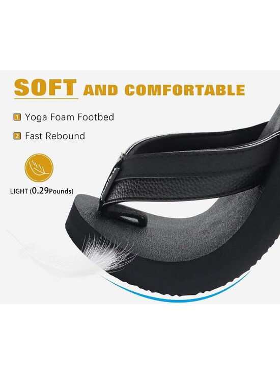 Mens All Black Yoga Mat Leather Flip Flops Slip On Indoor Outdoor Sandal Slipper